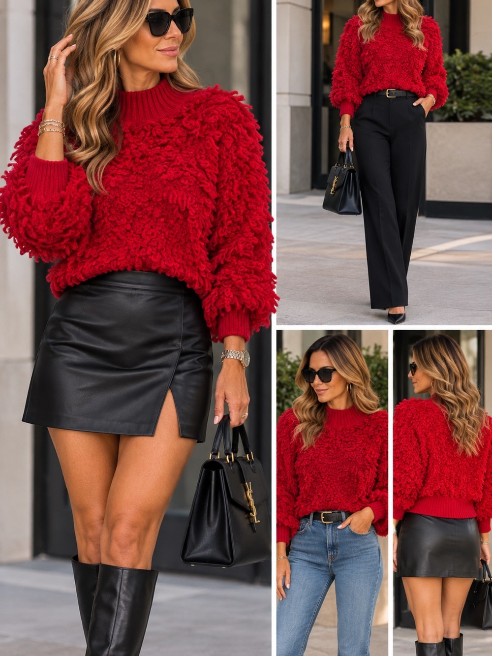 Anthropologie Red Maeve Textured Sweater